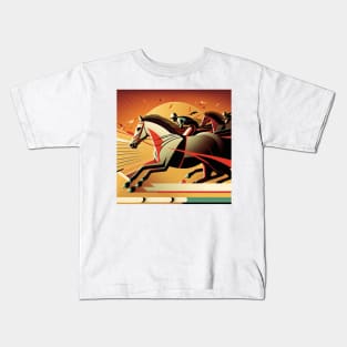 Art Deco Style Horse Racing Kids T-Shirt